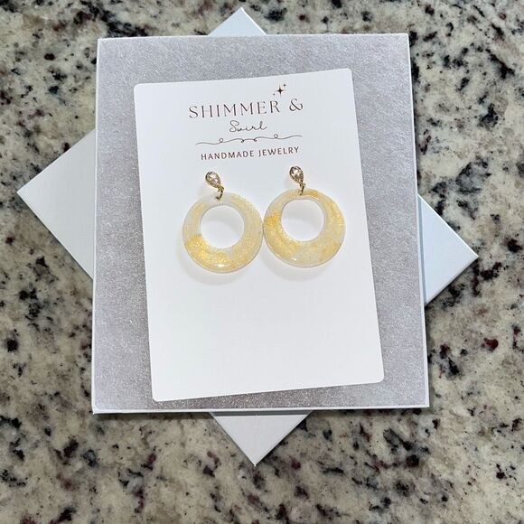 Handmade Polymer Clay Earrings Dangle Hoop Lightweight - Picture 1 of 3